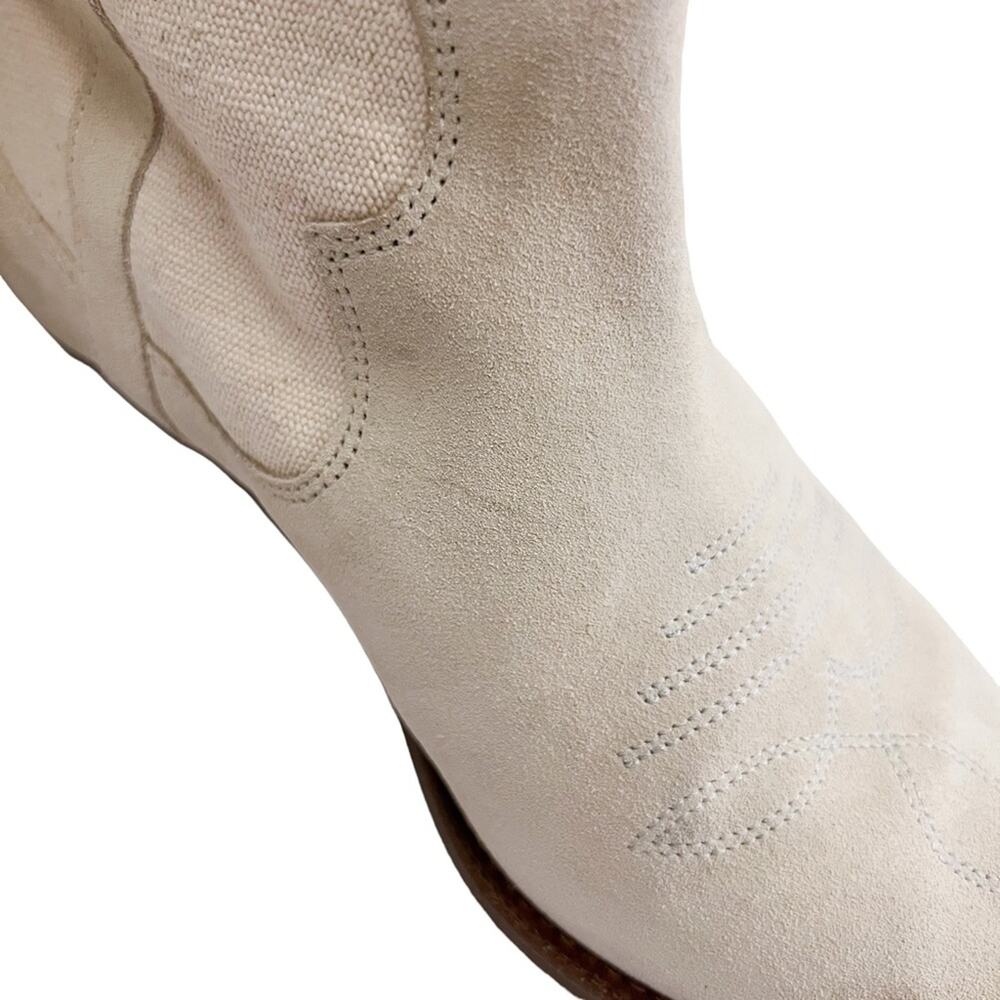 Isabel Marant Demar Mix Canvas Ecru Short Western Point Toe Boots Size 38 - Picture 14 of 16
